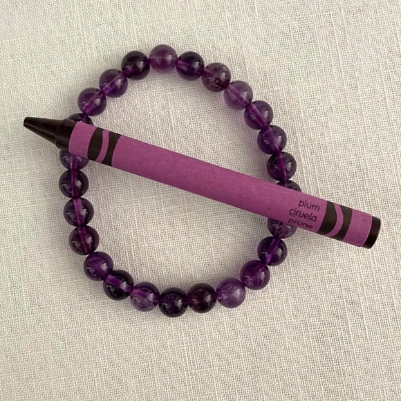 Amethyst Healing Natural Gemstone Bead Bracelet for Women or Men One Size 8mm - Picture 3 of 5